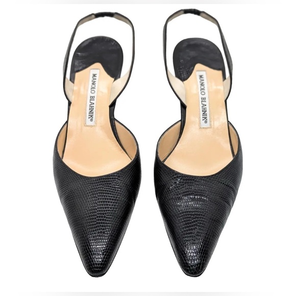 Manila Blahnik Raffia Pointed Toe Kitten Heel Slingbacks - Picture 7 of 11